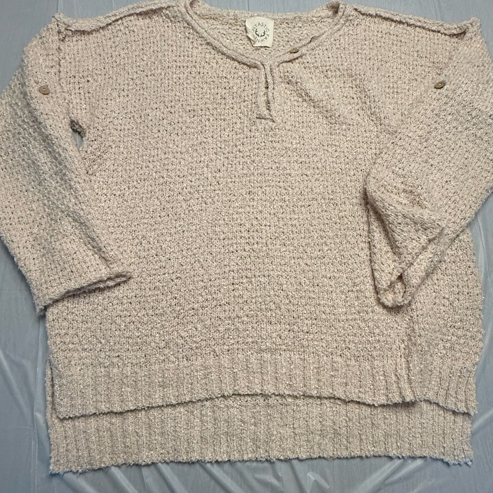 Women’s Fantastic Fawn Textured Cream Sweater, Large, NWOT, Boho, Casual